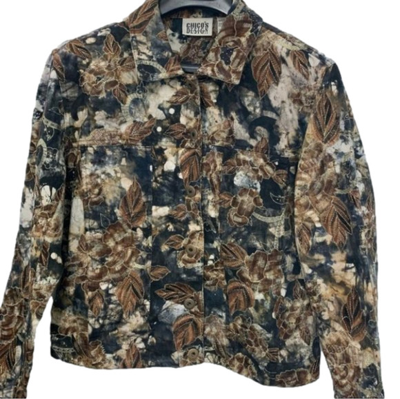 Chico’s Design Vintage Denim Patterned  Jacket - Picture 1 of 6